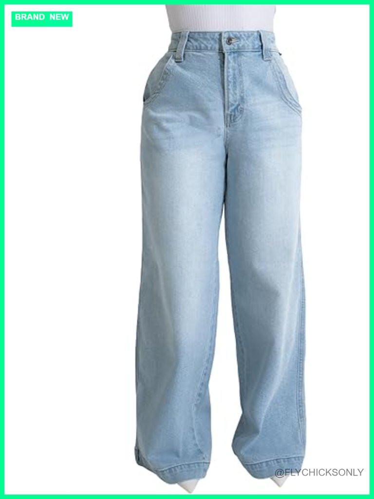 Wide Leg High Rise Baggy Stretch Denim Jeans